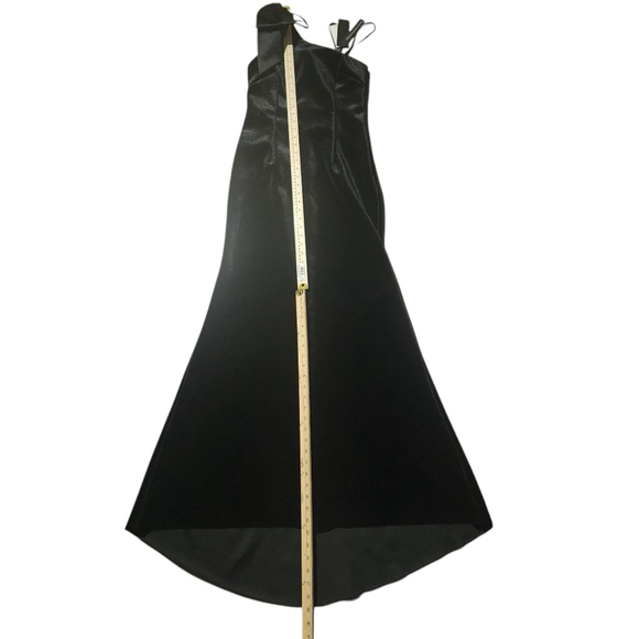 Aqua Black Velvet One Shoulder Gown Dress Size 8 - mordernwear.com
